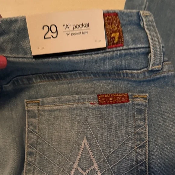 7 For All Mankind Light Blue boot cut Jeans New w tags! Sz 29 - Picture 6 of 7